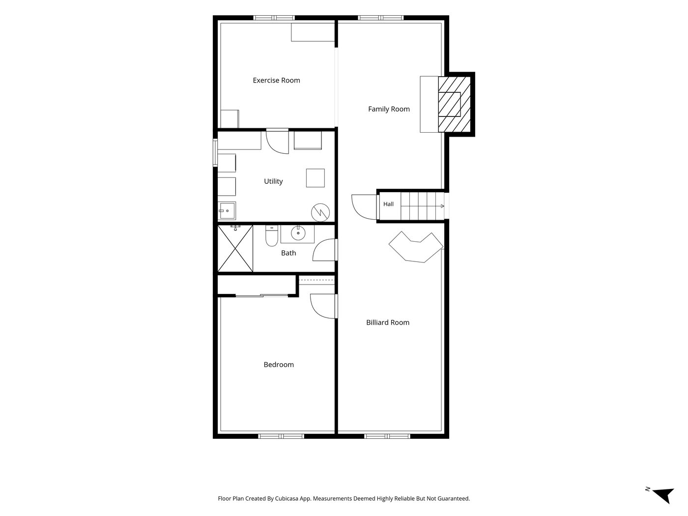 Lower level floor plan — family room, billiard room, exercise room, 4th bedroom and 3rd bath — 6672 Dawn Way, Inver Grove Heights, MN